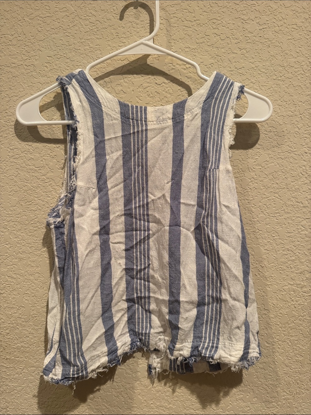 Altar'd State Blue and White Striped Frayed Tank